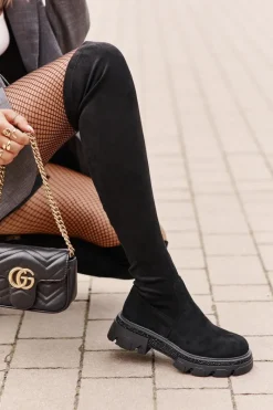 New Kozaki Damskie Za Kolano Eko Zamszowe Czarne Irithalla Damskie Muszkieterki|Kozaki Za Kolano