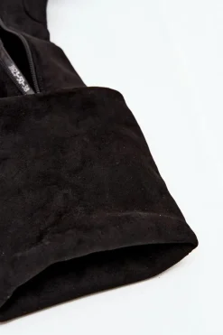 Online Kozaki Damskie Za Kolano Na Słupku Z Eko Zamszu Czarne Zaretta Damskie Muszkieterki|Kozaki Za Kolano