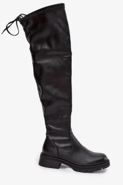 Kozaki Ocieplane|Muszkieterki></noscript>Boto Kozaki Damskie Za Kolano Z Wiązaniem Czarne Rylissa