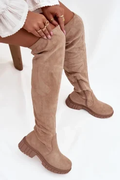 Damskie buty S.Barski Kozaki Damskie Za Kolano S.Barski HY42-122 Beżowe