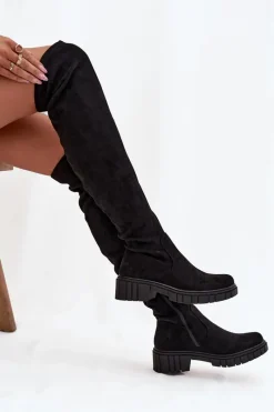 Kozaki Damskie Za Kolano S.Barski HY42-122 Czarne Damskie Kozaki Ocieplane|Muszkieterki