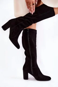 New Laura Messi Kozaki Damskie Zamszowe Czarne 1415