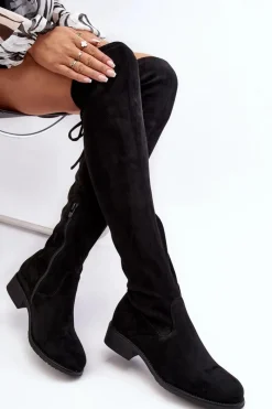 Best Kozaki Damskie Zamszowe Za Kolano Czarne Enelyn Damskie Muszkieterki|Kozaki Za Kolano