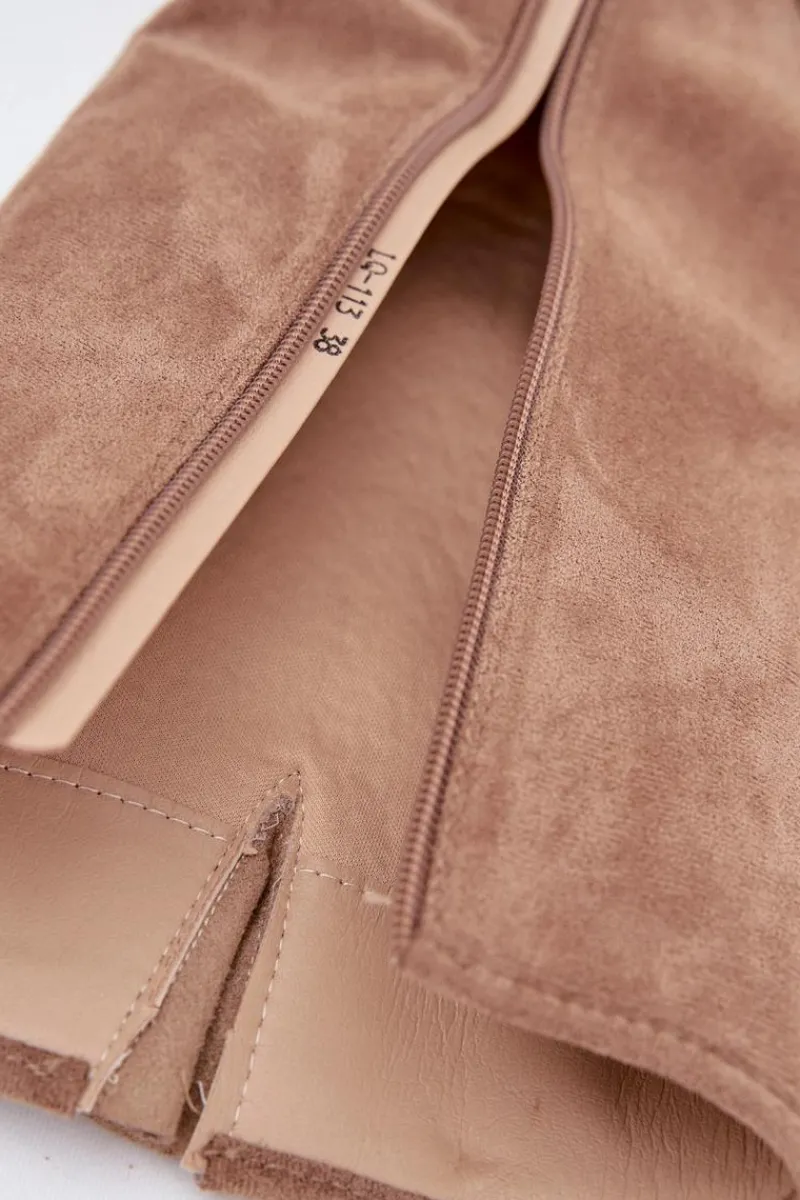 Best Kozaki Kowbojki Na Słupku Z Klamrami Ciemnobeżowe Fivelle Damskie Kozaki Na Słupku|Kozaki Przed Kolano