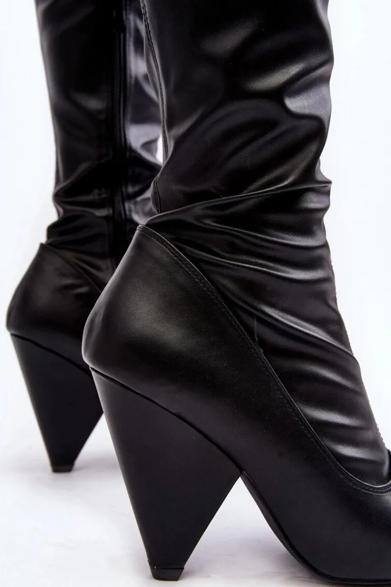 Muszkieterki|Kozaki Na Słupku>Boto Kozaki Na Obcasie EkoSkóra Lu Boo Czarne