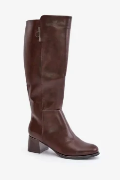 Boto Kozaki Na Obcasie Z Eko Skóry Przed Kolano Brązowe Izanae