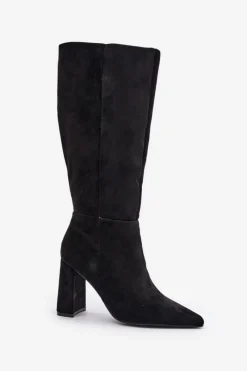 Outlet Kozaki Na Słupku Przed Kolano Czarne Lannetea Damskie Kozaki Na Słupku|Kozaki Przed Kolano