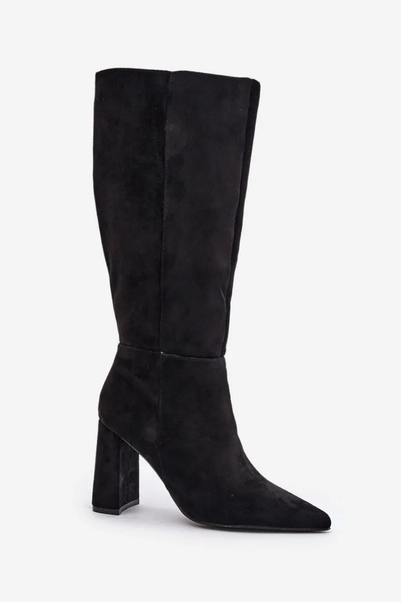 Outlet Kozaki Na Słupku Przed Kolano Czarne Lannetea Damskie Kozaki Na Słupku|Kozaki Przed Kolano