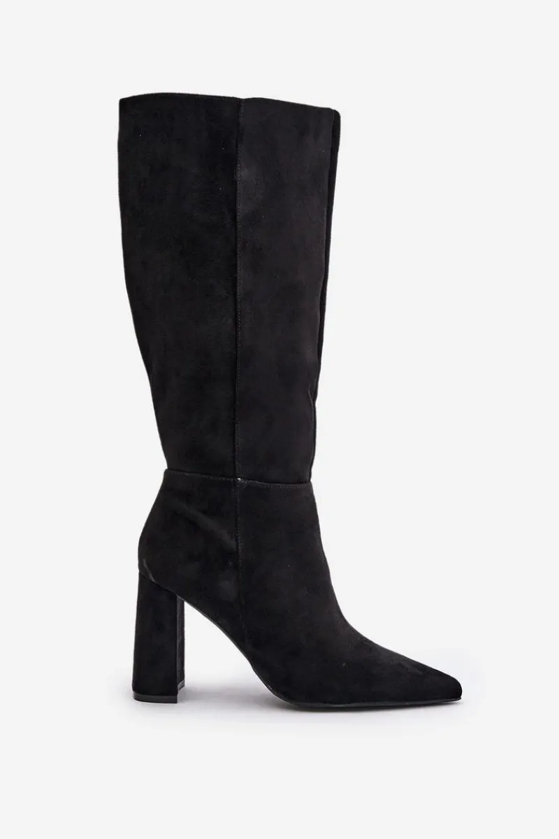 Outlet Kozaki Na Słupku Przed Kolano Czarne Lannetea Damskie Kozaki Na Słupku|Kozaki Przed Kolano