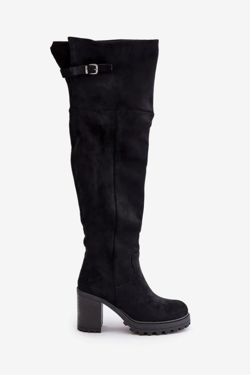 Kozaki Ocieplane|Muszkieterki>Boto Kozaki Na Słupku Z Cholewką Za Kolano Ocieplane Czarne Niaviera