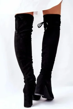 Boto Kozaki Na Słupku Zamszowe Czarne Agaloa