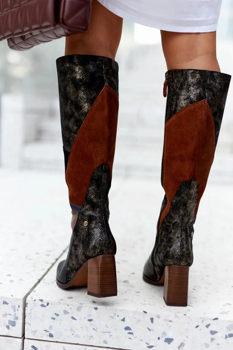 Kozaki Wiosenne|Kozaki Przed Kolano>Maciejka Kozaki Na Suwak Brązowe 05240-02