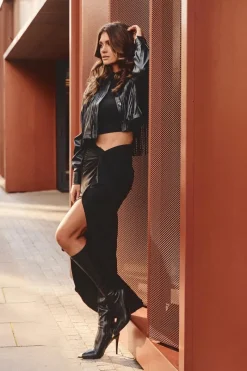 Kozaki Wiosenne|Kozaki Przed Kolano>Damskie buty S.Barski Kozaki Na Szpilce Przed Kolano Skórzane S.Barski MR870-59 Czarne