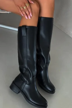 Hot Boto Kozaki Oficerki Damskie Na Niskim Obcasie Ocieplane Czarne Averna Czarny