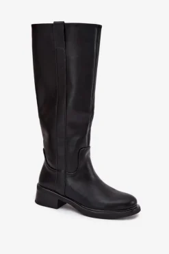 Hot Boto Kozaki Oficerki Damskie Na Niskim Obcasie Ocieplane Czarne Averna Czarny