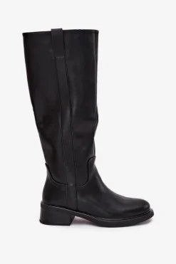 Hot Boto Kozaki Oficerki Damskie Na Niskim Obcasie Ocieplane Czarne Averna Czarny