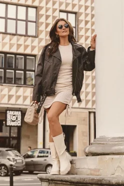 Discount Boto Kozaki Z Cholewką Do Połowy Łydki Jasnobeżowe Lizames