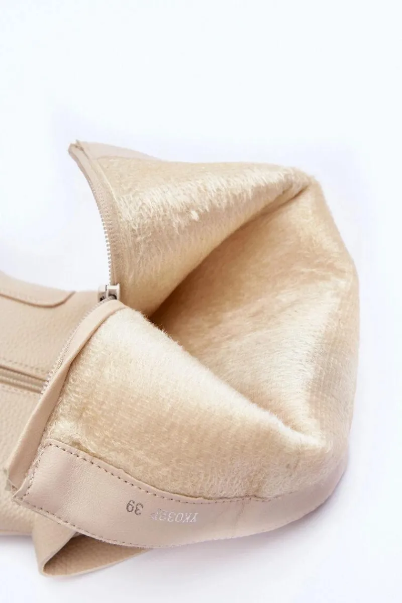 Discount Boto Kozaki Z Cholewką Do Połowy Łydki Jasnobeżowe Lizames