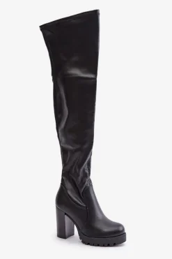 Online Boto Kozaki Z Cholewką Za Kolano Na Słupku Czarne Nelothiel