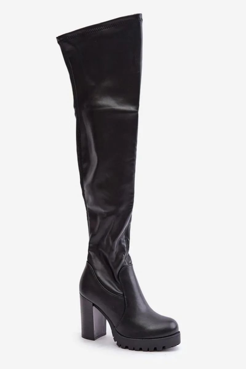 Online Boto Kozaki Z Cholewką Za Kolano Na Słupku Czarne Nelothiel