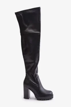 Online Boto Kozaki Z Cholewką Za Kolano Na Słupku Czarne Nelothiel