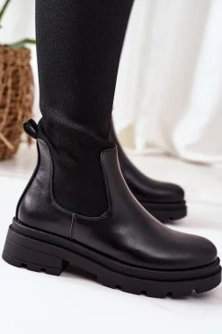 Clearance Kozaki Z Elastycznej Tkaniny Za Kolano Czarne Ice Coffee Damskie Kozaki Płaskie