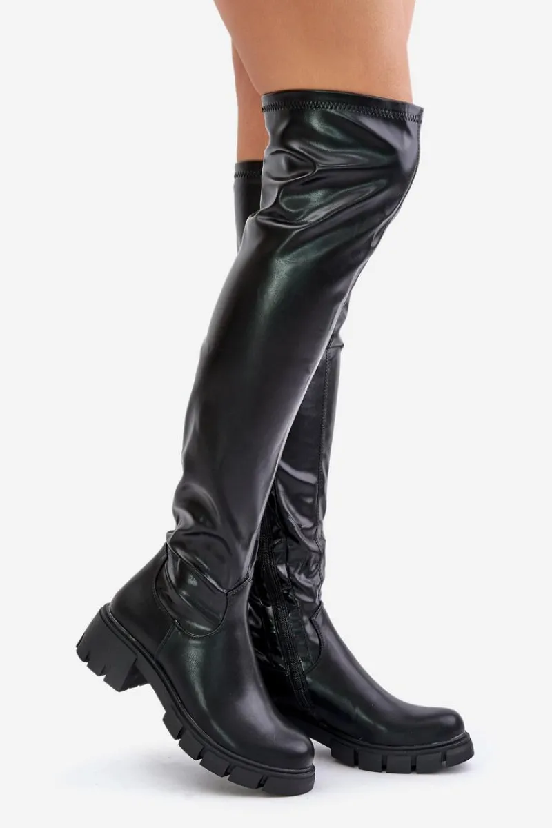 Hot Boto Kozaki Za Kolano Na Płaskim Obcasie Z Eko Skóry Mesiga