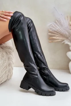 Hot Boto Kozaki Za Kolano Na Płaskim Obcasie Z Eko Skóry Mesiga