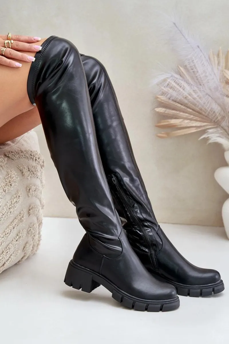 Hot Boto Kozaki Za Kolano Na Płaskim Obcasie Z Eko Skóry Mesiga