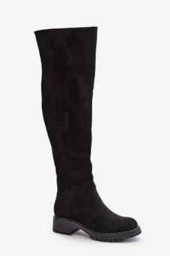 Online Boto Kozaki Za Kolano Na Płaskim Obcasie Czarne Filora