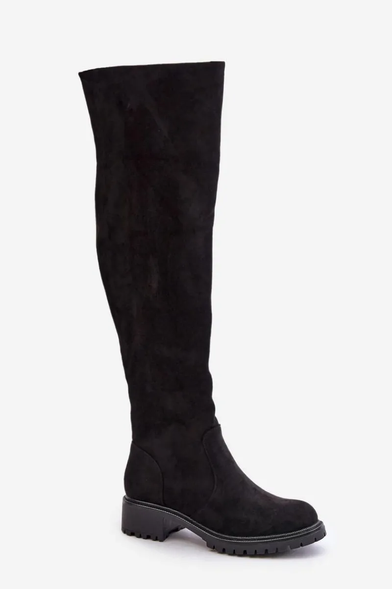 Online Boto Kozaki Za Kolano Na Płaskim Obcasie Czarne Filora