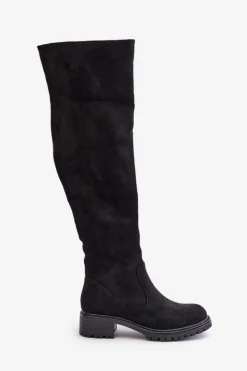 Online Boto Kozaki Za Kolano Na Płaskim Obcasie Czarne Filora