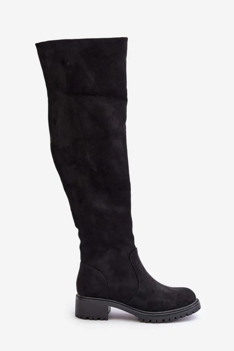 Online Boto Kozaki Za Kolano Na Płaskim Obcasie Czarne Filora