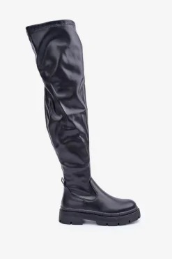 Online Boto Kozaki Za Kolano Na Płaskim Obcasie Czarne Feliri