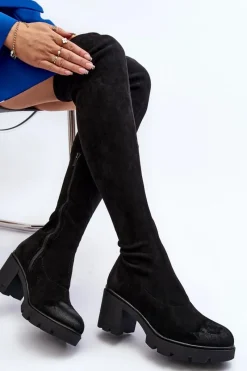 Clearance Boto Kozaki Za Kolano Na Słupku La.Fi 270067B-SU Czarne