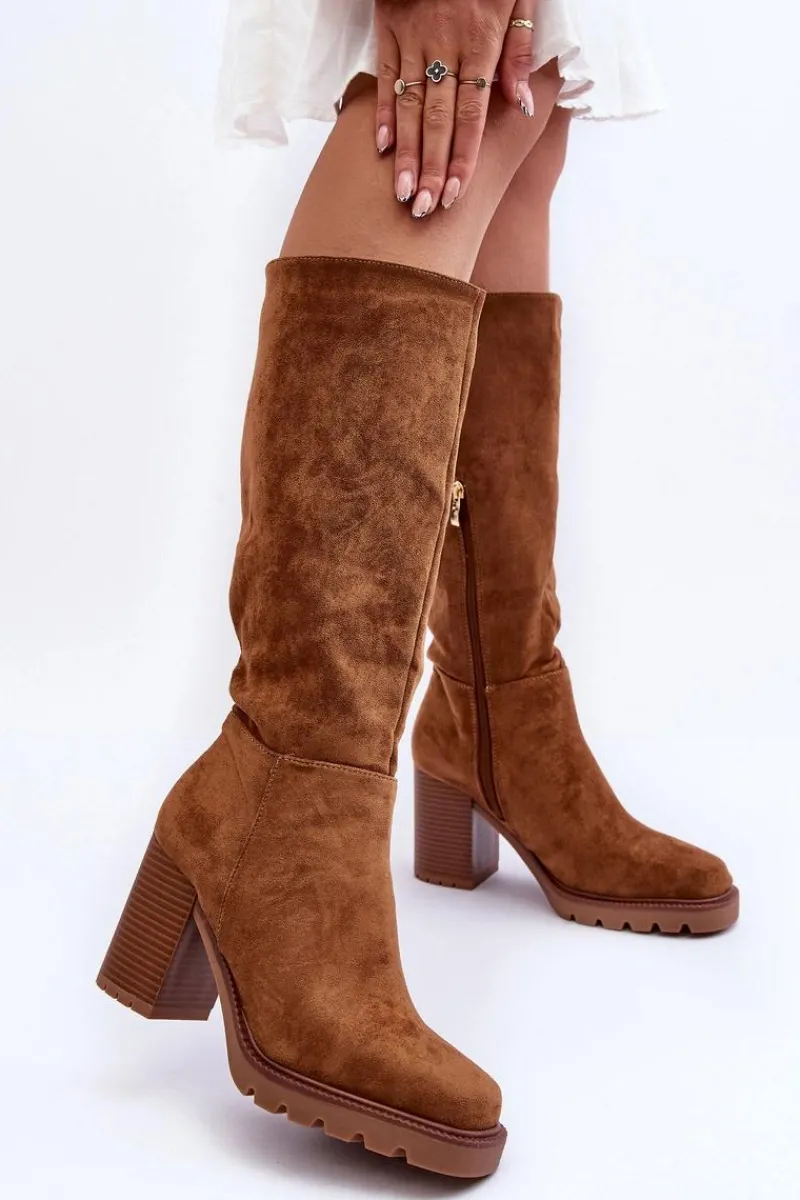 Best Boto Kozaki Zamszowe Na Masywnym Obcasie Brązowe Virdana