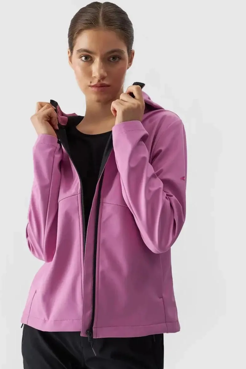 Odzież 4F|Kurtki Damskie>4F Kurtka Damska Softshell Membrana 5000 WAW24TSOFF285-54S Różowa Różowy
