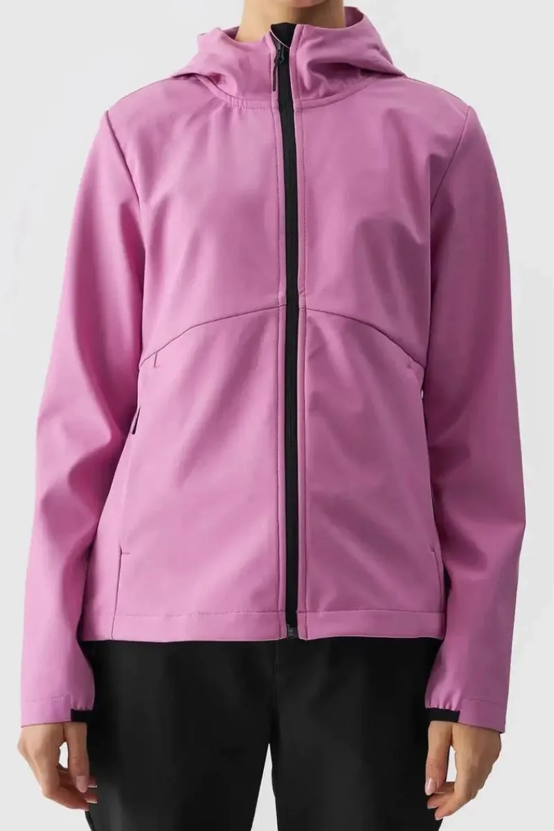 Odzież 4F|Kurtki Damskie>4F Kurtka Damska Softshell Membrana 5000 WAW24TSOFF285-54S Różowa Różowy