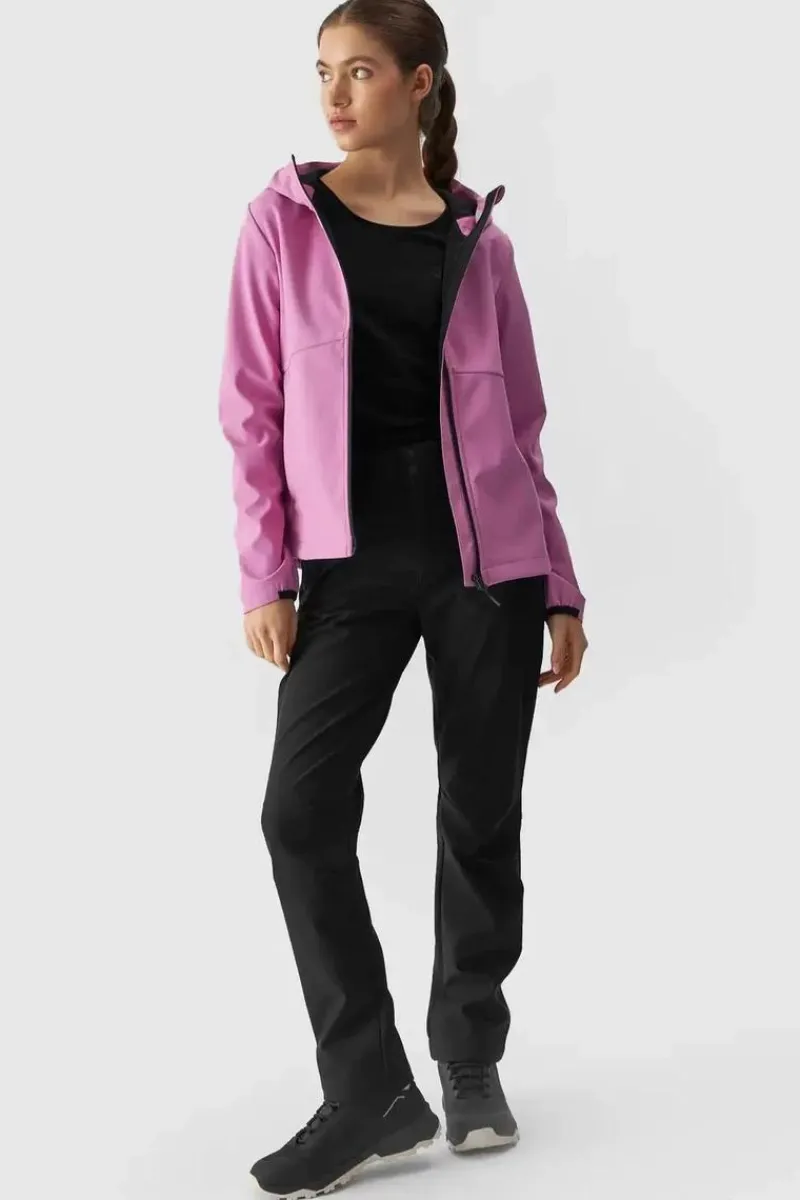 Odzież 4F|Kurtki Damskie>4F Kurtka Damska Softshell Membrana 5000 WAW24TSOFF285-54S Różowa Różowy