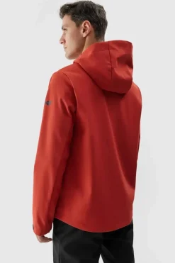 Kurtka Męska Softshell Z Kapturem WAW24TSOFM283-61S Czerwona Męskie Kurtki Męskie|Odzież 4F