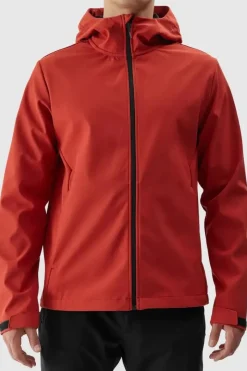 Kurtka Męska Softshell Z Kapturem WAW24TSOFM283-61S Czerwona Męskie Kurtki Męskie|Odzież 4F