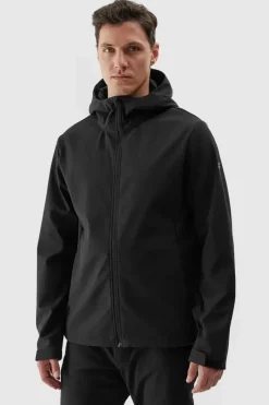 Hot 4F Kurtka Męska Softshell Z Kapturem WAW24TSOFM283-20S Czarna Czarny