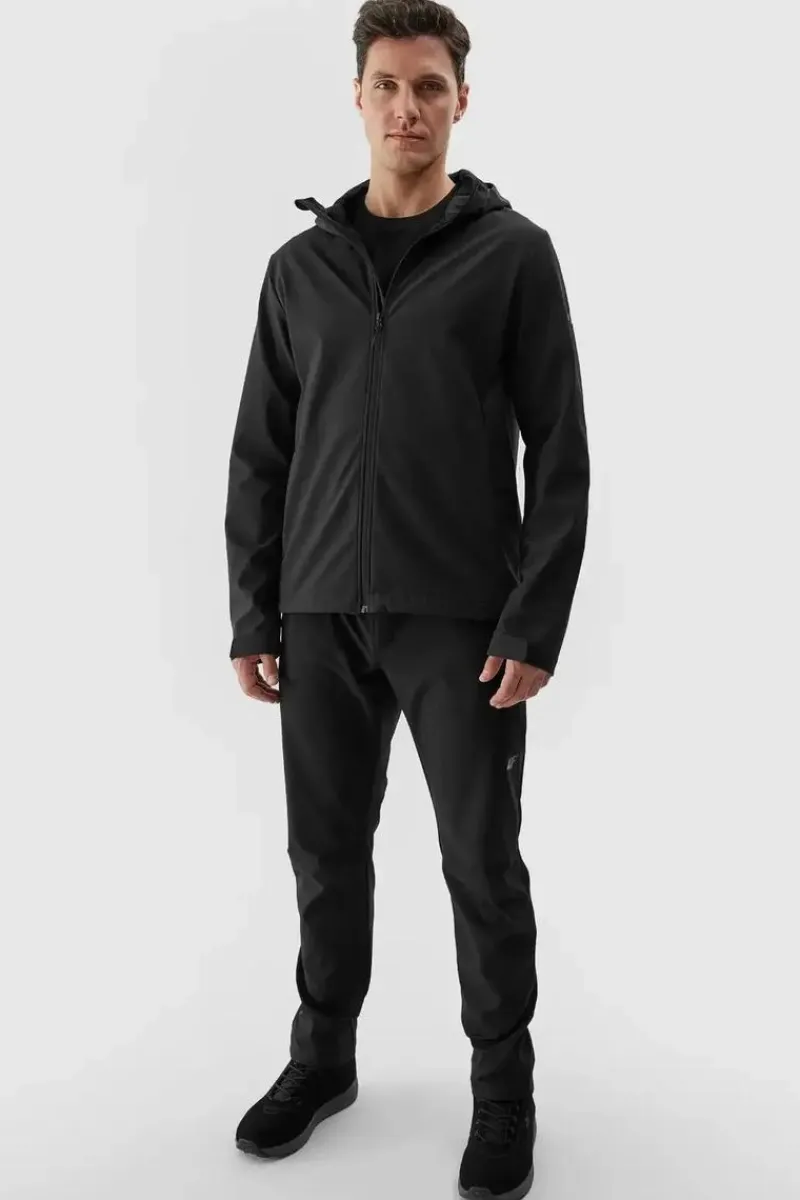 Hot 4F Kurtka Męska Softshell Z Kapturem WAW24TSOFM283-20S Czarna Czarny