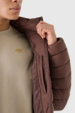 Outlet 4F Kurtka Puchowa Męska Z Syntetycznym Wypełnieniem WAW24TDJAM483-80S Brązowa
