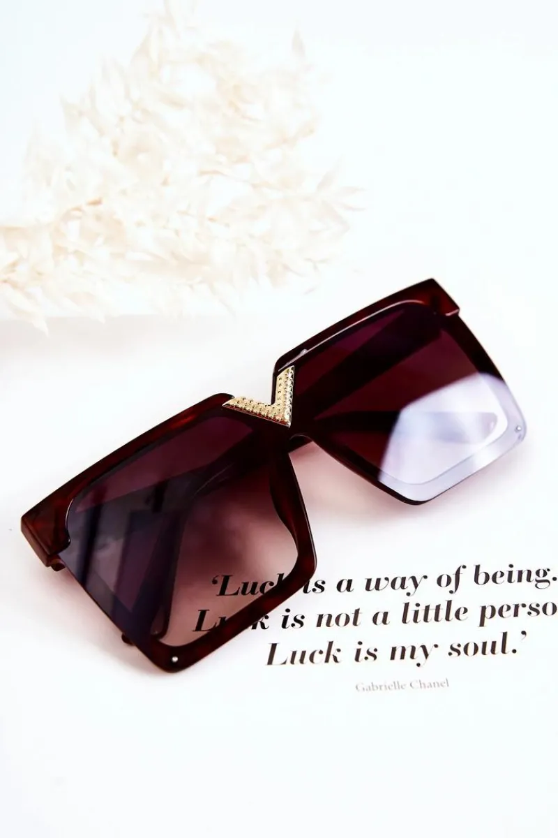 Okulary>Boto Kwadratowe Okulary Przeciwsłoneczne Marmurkowe V130044 Brązowe