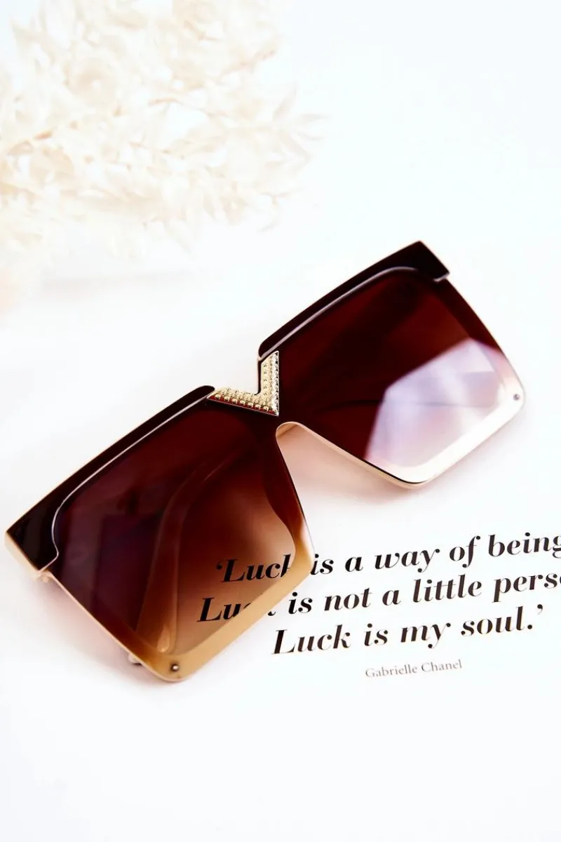 Clearance Boto Kwadratowe Okulary Przeciwsłoneczne V130044 Brązowo-Beżowe