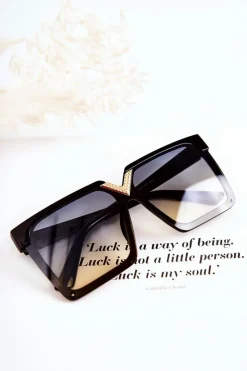 Hot Kwadratowe Okulary Przeciwsłoneczne Ombre V130044 Czarno-Niebieskie Okulary