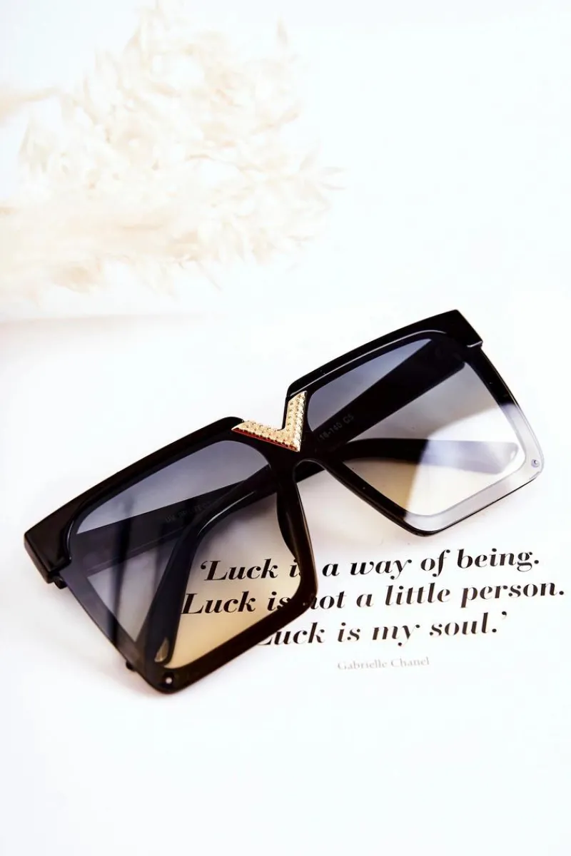 Hot Kwadratowe Okulary Przeciwsłoneczne Ombre V130044 Czarno-Niebieskie Okulary