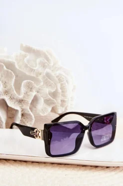 New PRIUS Kwadratowe Okulary Przeciwsłoneczne Damskie UV400 Czarne Czarny