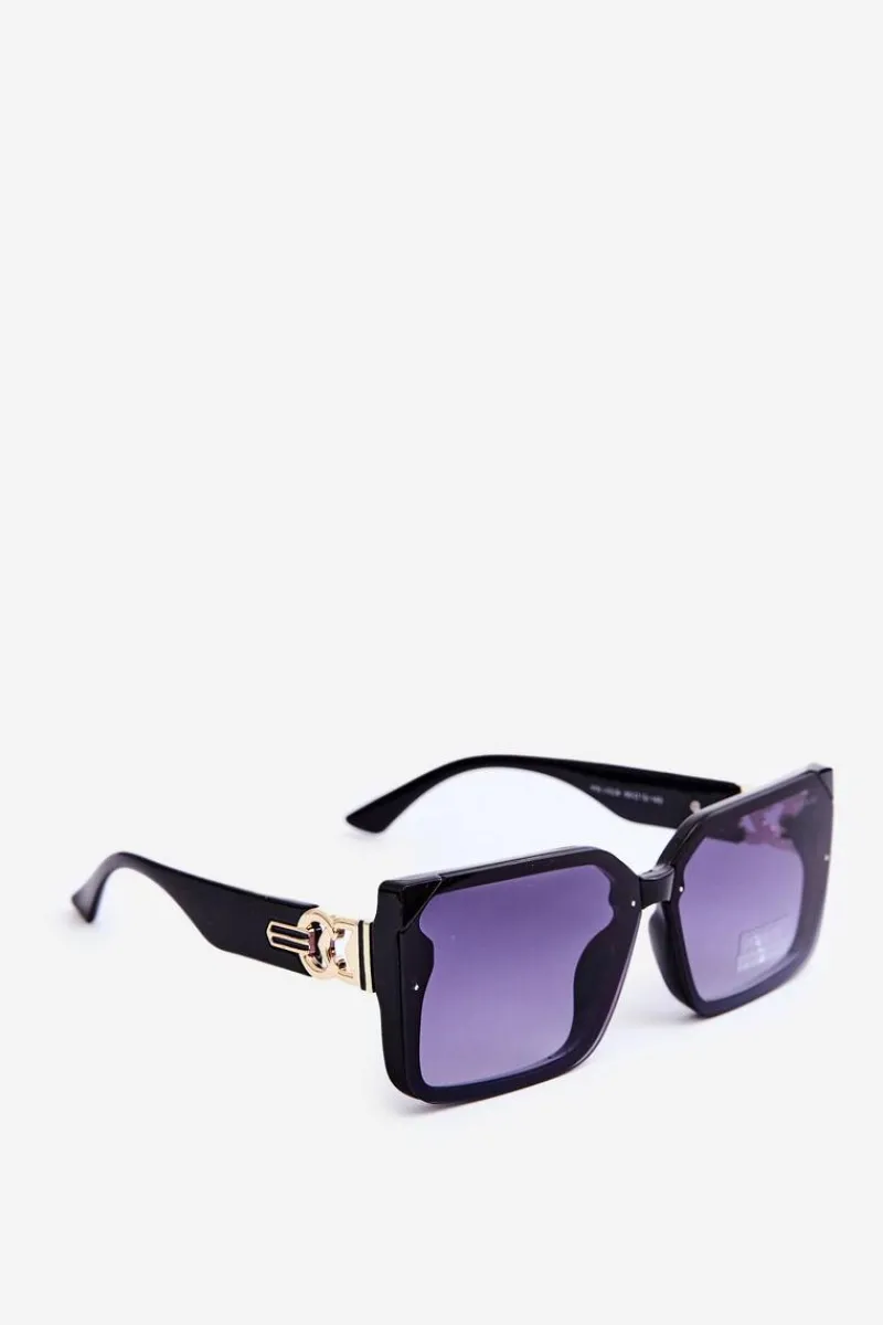 New PRIUS Kwadratowe Okulary Przeciwsłoneczne Damskie UV400 Czarne Czarny